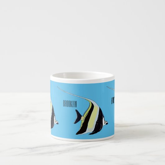 Moorish idol fish cartoon illustration espresso kop (Voorkant)