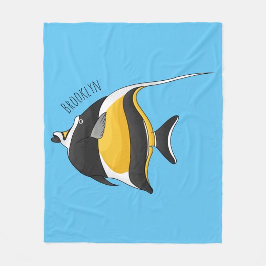 Moorish idol fish cartoon illustration fleece deken (Voorkant)