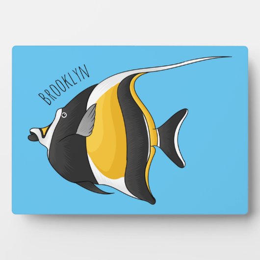 Moorish idol fish cartoon illustration fotoplaat (voorkant)