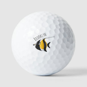 Moorish idol fish cartoon illustration golfballen