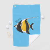 Moorish idol fish cartoon illustration golfhanddoek (Insitu)