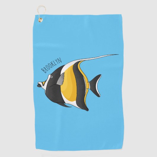Moorish idol fish cartoon illustration golfhanddoek (Voorkant)