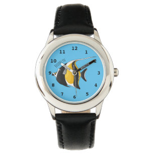 Moorish idol fish cartoon illustration horloge