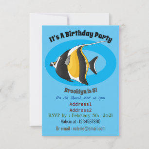 Moorish idol fish cartoon illustration kaart