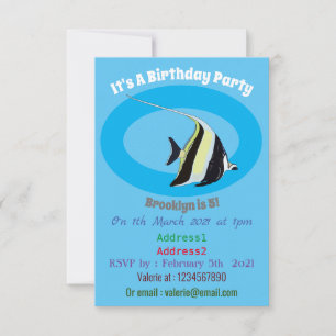 Moorish idol fish cartoon illustration kaart