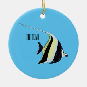 Moorish idol fish cartoon illustration keramisch ornament
