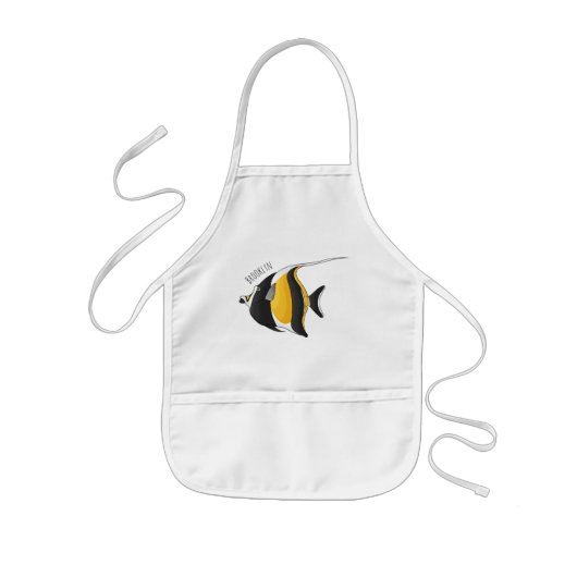 Moorish idol fish cartoon illustration kinder schort (Voorkant)