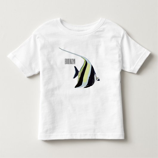 Moorish idol fish cartoon illustration kinder shirts (Voorkant)