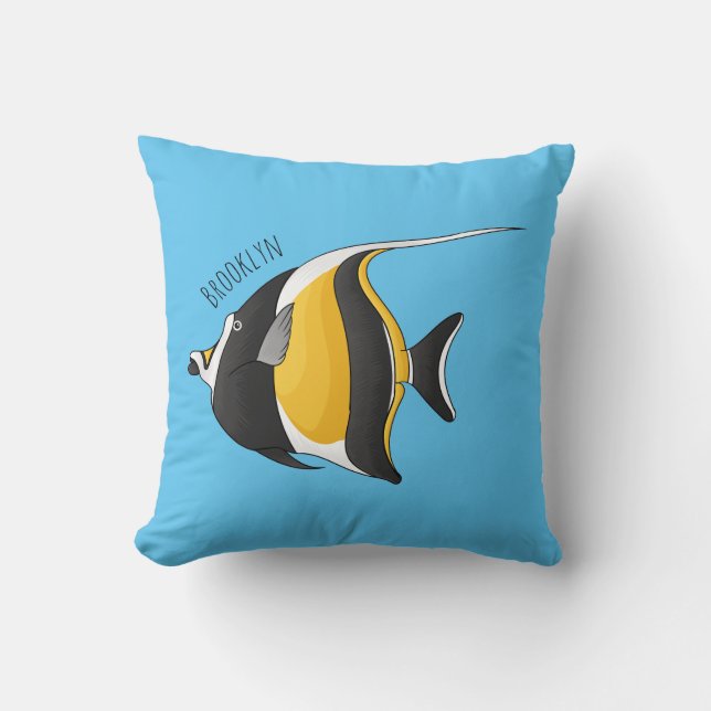 Moorish idol fish cartoon illustration kussen (Voorkant)