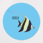 Moorish idol fish cartoon illustration labels (Design 2)
