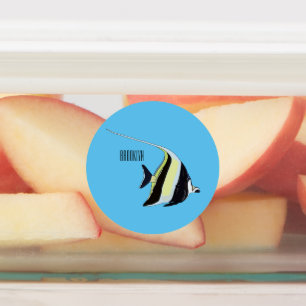 Moorish idol fish cartoon illustration labels
