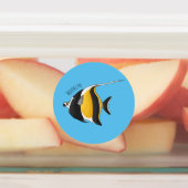 Moorish idol fish cartoon illustration labels (Aangebracht)