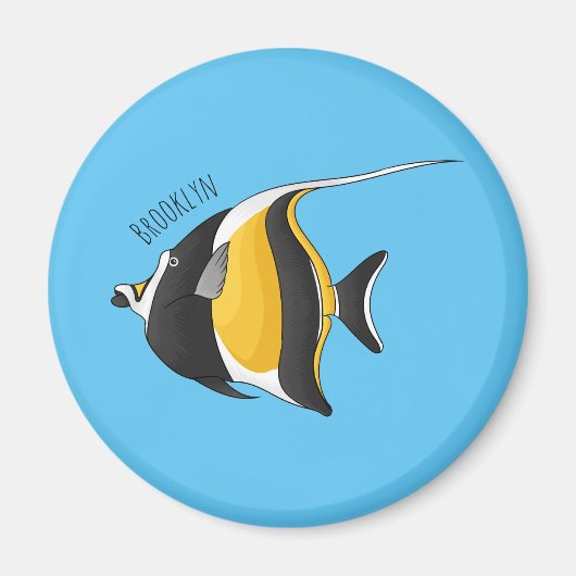 Moorish idol fish cartoon illustration magneet (Voorkant)