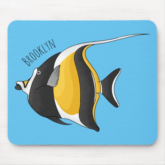 Moorish idol fish cartoon illustration muismat (Voorkant)