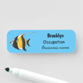 Moorish idol fish cartoon illustration naamplaatje (In situ)