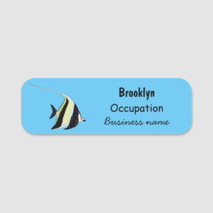 Moorish idol fish cartoon illustration naamplaatje