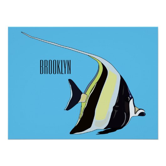 Moorish idol fish cartoon illustration perfect poster (Voorkant)