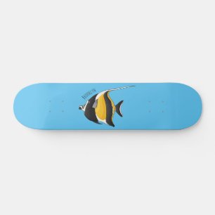 Moorish idol fish cartoon illustration persoonlijk skateboard