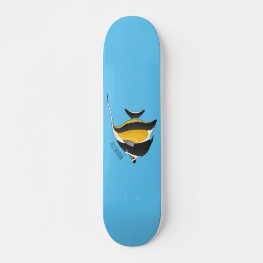 Moorish idol fish cartoon illustration persoonlijk skateboard (Voorkant)