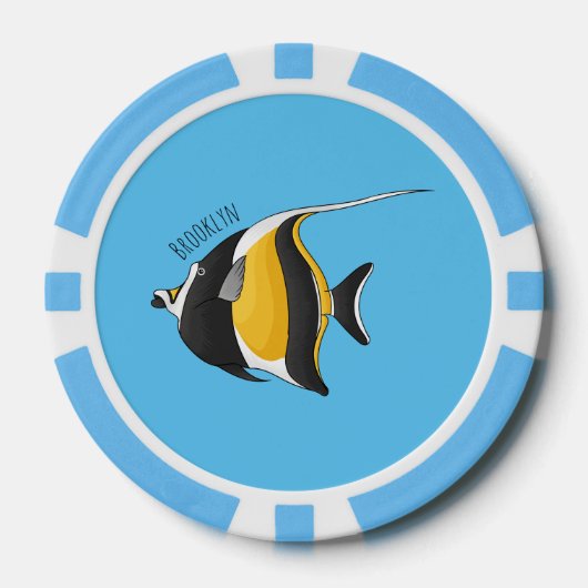 Moorish idol fish cartoon illustration poker chips (Voorkant)