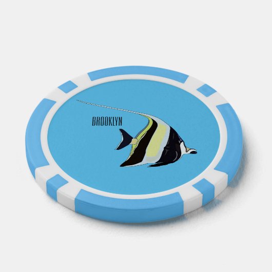 Moorish idol fish cartoon illustration poker chips (Enkel)