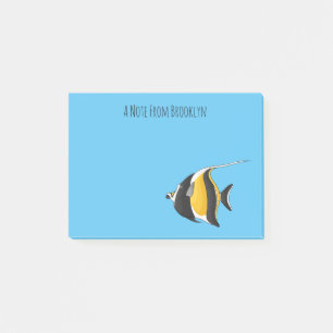 Moorish idol fish cartoon illustration post-it® notes
