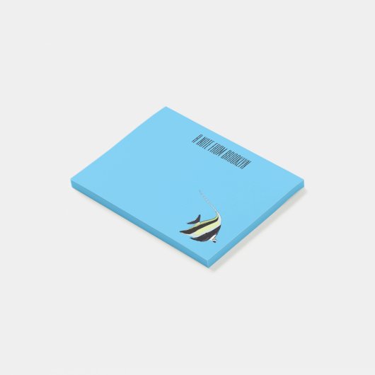 Moorish idol fish cartoon illustration post-it® notes (Schuin)