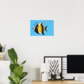 Moorish idol fish cartoon illustration poster (Thuiskantoor)