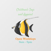 Moorish idol fish cartoon illustration raamsticker (Vel)