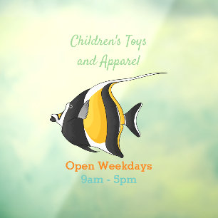 Moorish idol fish cartoon illustration raamsticker