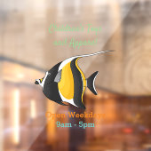 Moorish idol fish cartoon illustration raamsticker (Vel 2)