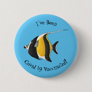 Moorish idol fish cartoon illustration ronde button 5,7 cm