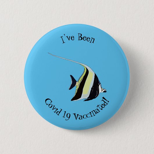Moorish idol fish cartoon illustration ronde button 5,7 cm (Voorkant)