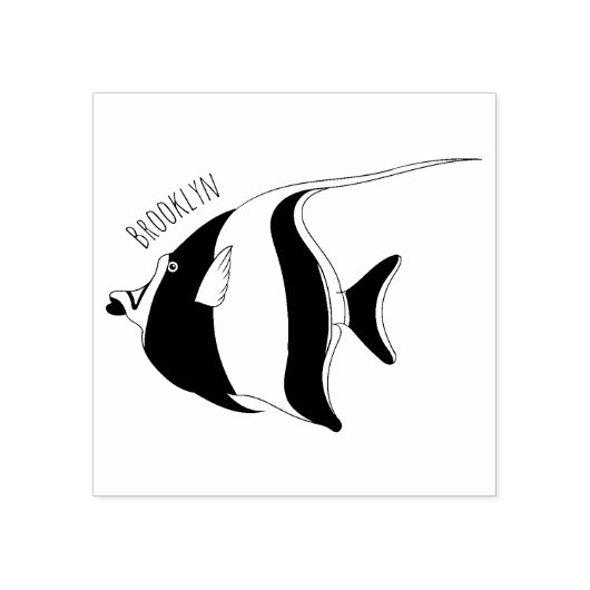 Moorish idol fish cartoon illustration rubberstempel (Afrduk)