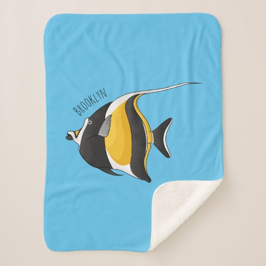 Moorish idol fish cartoon illustration sherpa deken (Voorkant)
