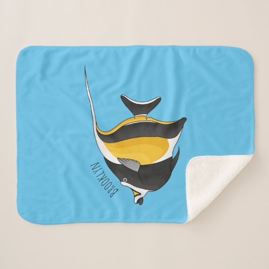 Moorish idol fish cartoon illustration sherpa deken (Voorkant (horizontaal))