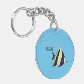 Moorish idol fish cartoon illustration sleutelhanger (Voorkant Links)