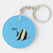 Moorish idol fish cartoon illustration sleutelhanger (Achterkant)