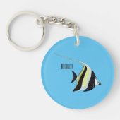 Moorish idol fish cartoon illustration sleutelhanger (Voorkant)