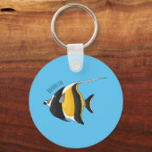 Moorish idol fish cartoon illustration sleutelhanger (Voorkant)