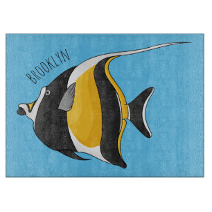 Moorish idol fish cartoon illustration snijplank