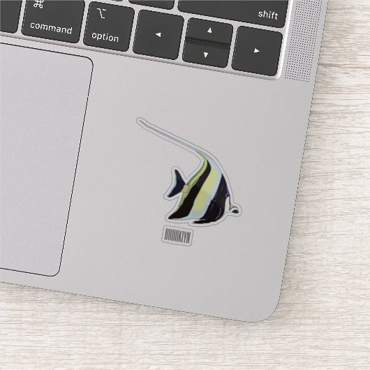 Moorish idol fish cartoon illustration sticker (Detail)