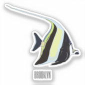 Moorish idol fish cartoon illustration sticker (Voorkant)