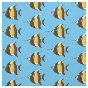 Moorish idol fish cartoon illustration stof
