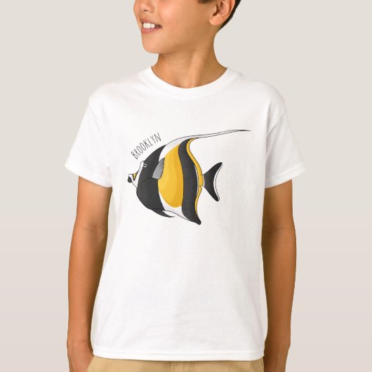 Moorish idol fish cartoon illustration t-shirt (Voorkant)