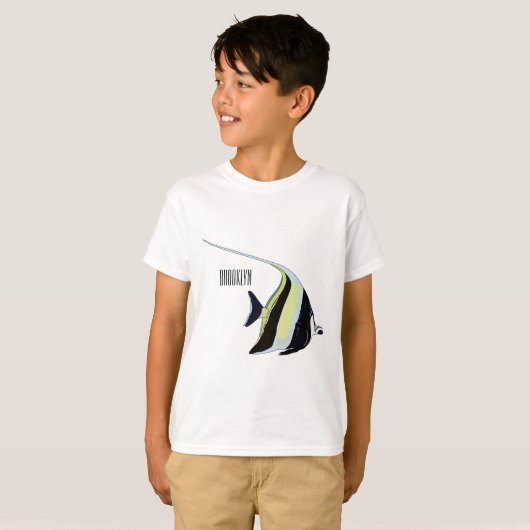 Moorish idol fish cartoon illustration t-shirt (Voorkant volledig)
