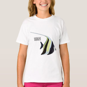 Moorish idol fish cartoon illustration t-shirt