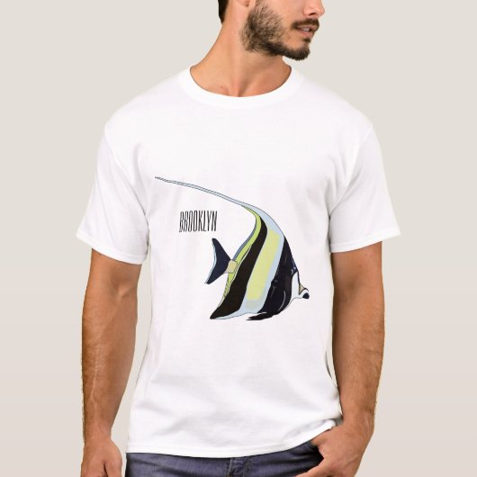 Moorish idol fish cartoon illustration t-shirt (Voorkant)