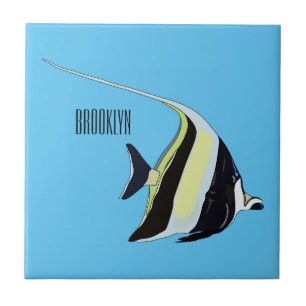 Moorish idol fish cartoon illustration tegeltje