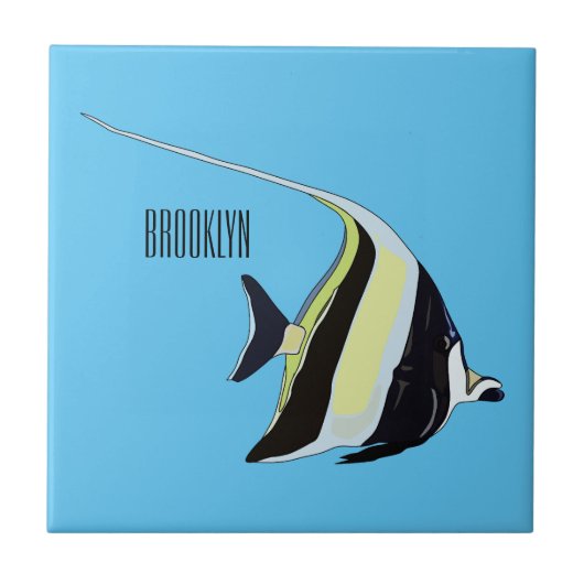 Moorish idol fish cartoon illustration tegeltje (Voorkant)
